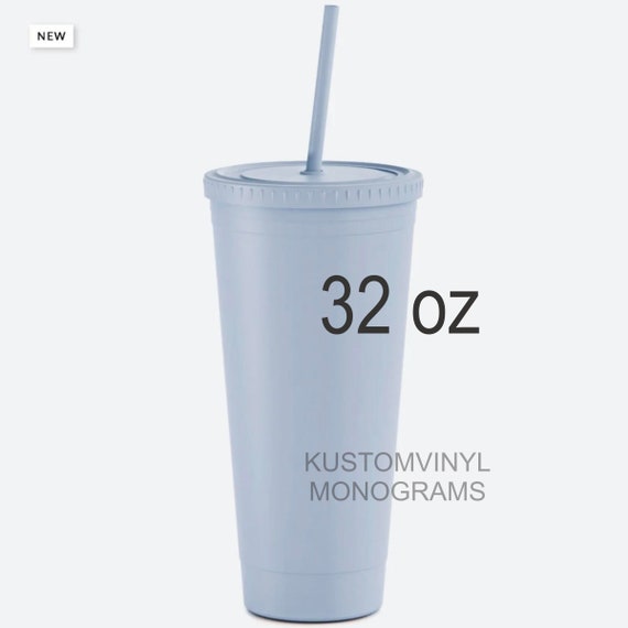 Blank 32 Oz Soft Matte Dusty Blue Extra Large Tumbler With Screw on Lid &  Straw for Crafting 