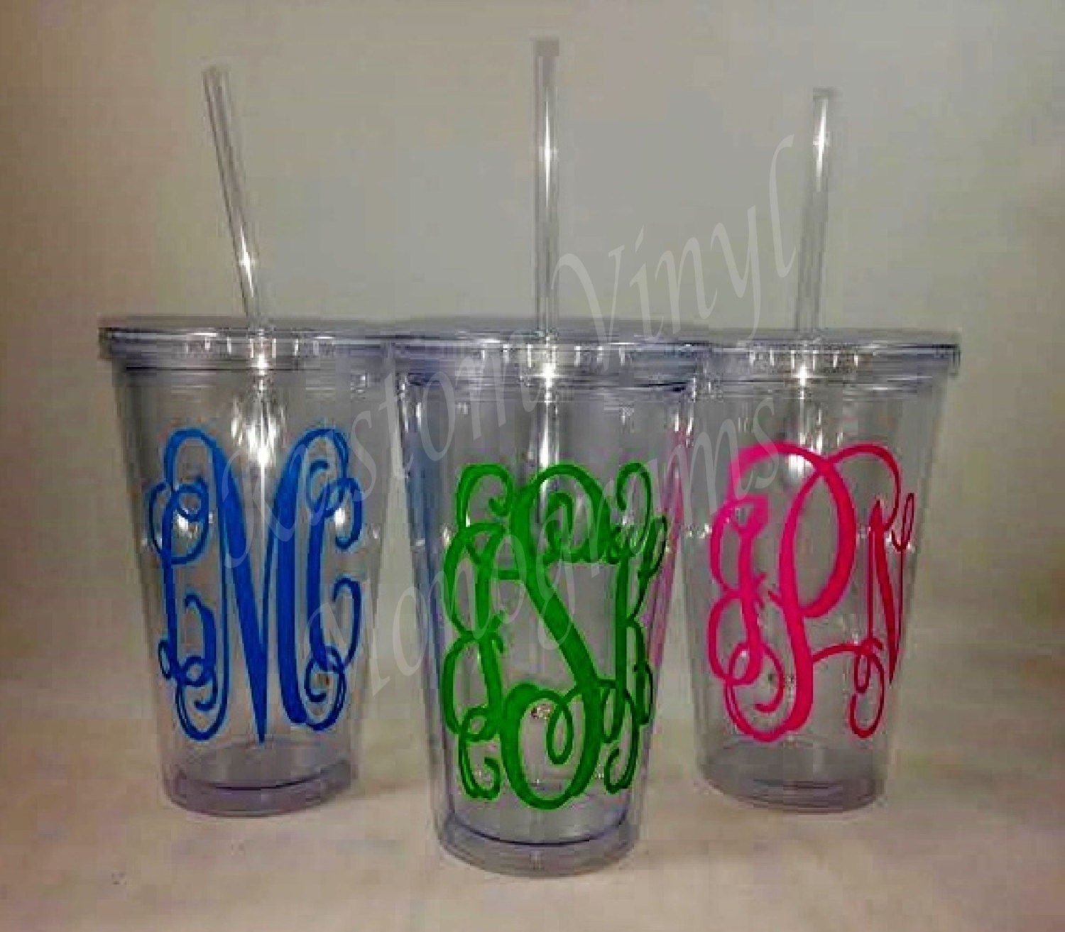 Monogrammed 16 oz Clear Double Wall Insulated Acrylic Tumbler | Etsy