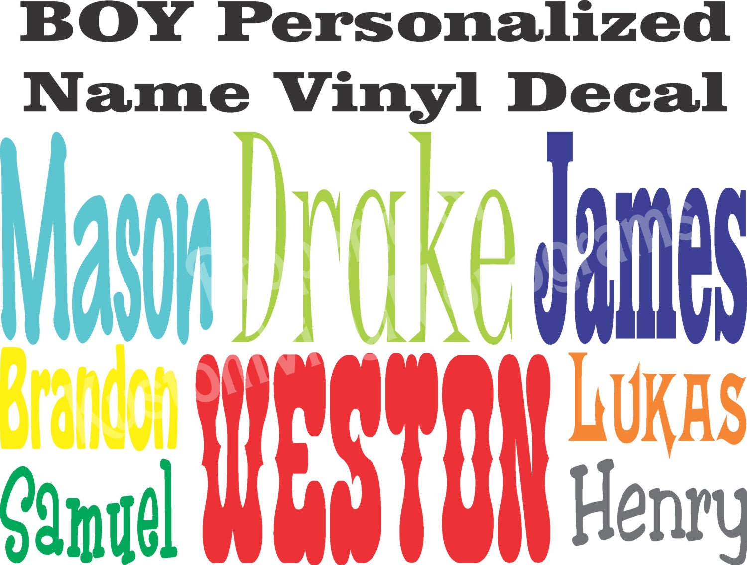 BOY Personalized Name Vinyl Decal / Computer Monogram Sticker Etsy