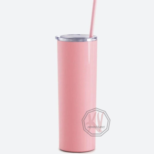 Blank Carnation 20 oz Maars Skinny Steel Tumbler with Lid and Straw in Pink