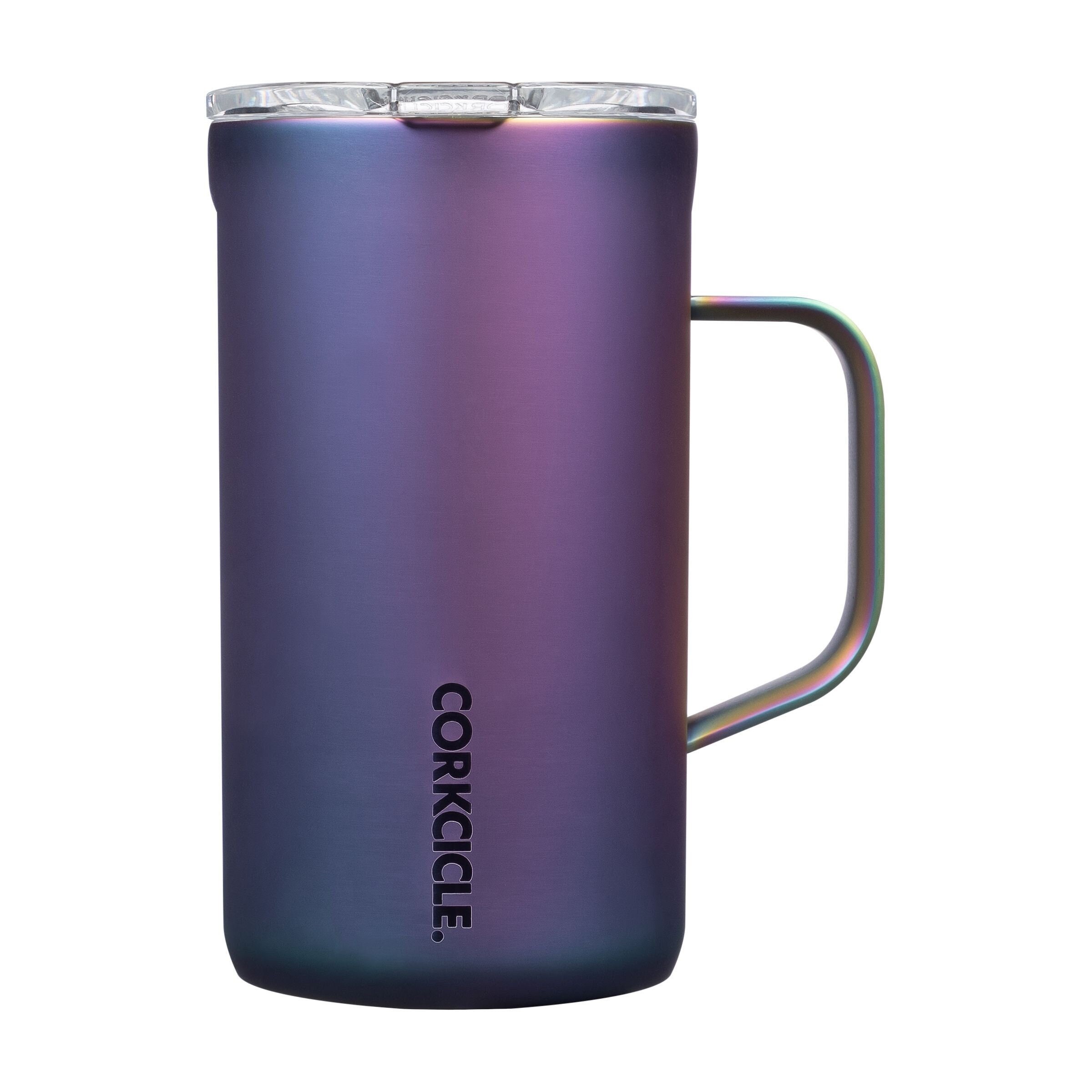 Corkcicle 16 Ounce Coffee Mug Triple Insulated Stainless Steel Cup with  Clear Lid and Silicone Bottom for Hot Drinks, Prismatic