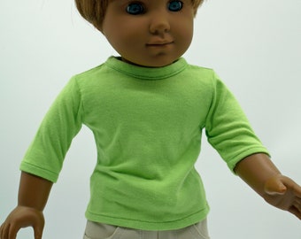 Three quarter, long sleeved , sleeveless and short sleeved Tee-shirts for 18 inch dolls like American Girl