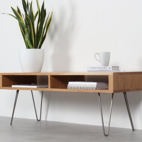 Oak Coffee Table TV Stand Bench Solid Wood Scandinavian Mid Etsy