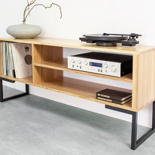 Walnut TV Stand or Record Player Stand Vinyl Storage Solid Etsy