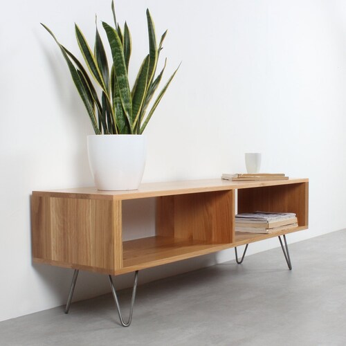 Oak Coffee Table TV Stand Bench Solid Wood Scandinavian Mid Etsy