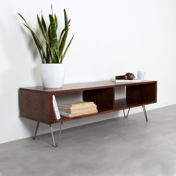 Large Tv Stand Or Coffee Table On Mid Century Hairpin Legs Etsy
