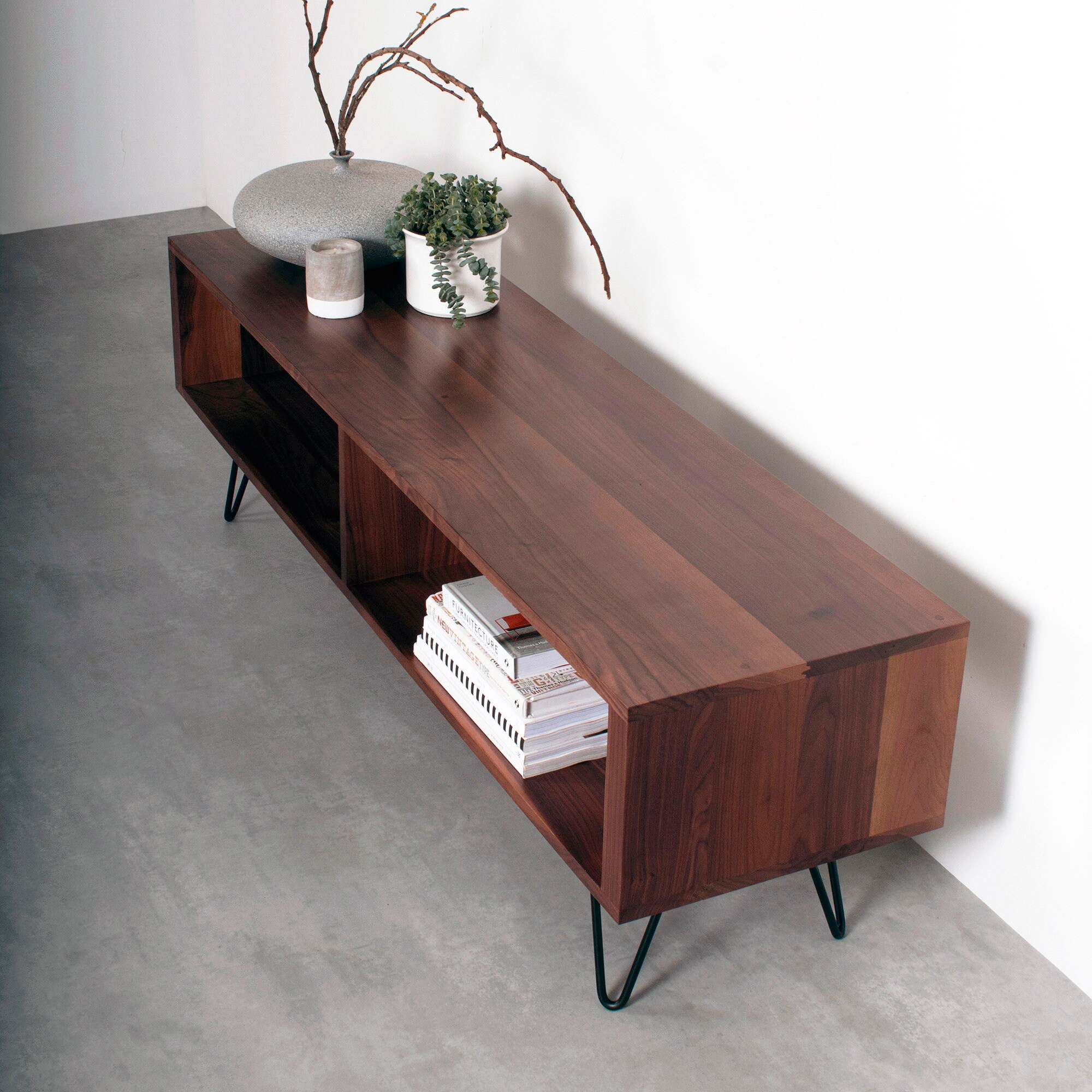 Solid Walnut Large TV Stand or Coffee Table With Storage on Etsy