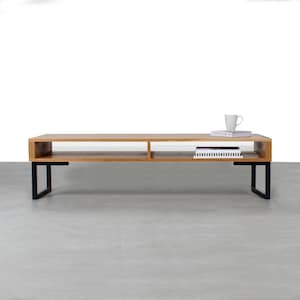 Solid oak coffee table or TV Stand with minimal square legs, &quot;Small Darwen Coffee Table&quot;