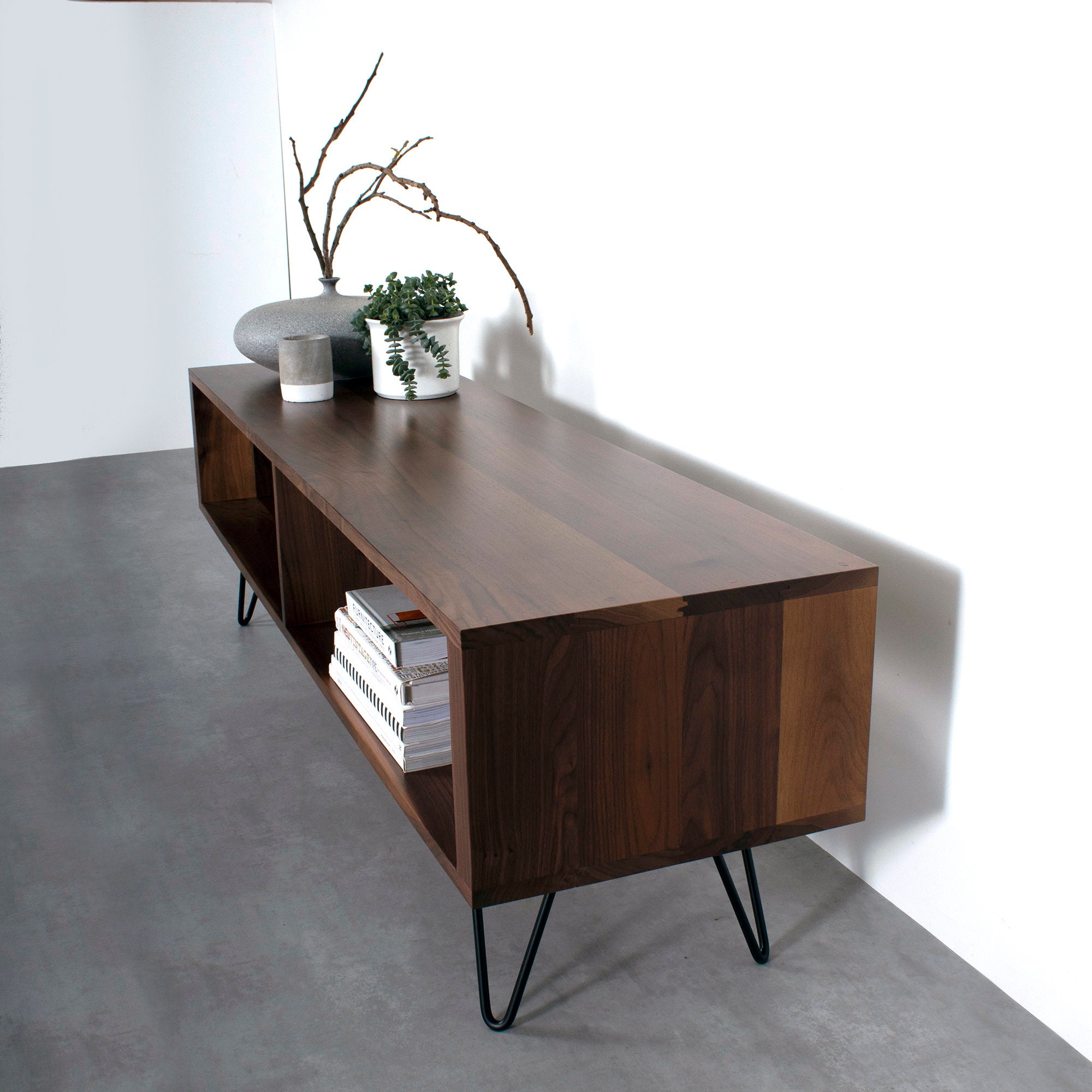 Solid Walnut Large TV Stand or Coffee Table With Storage on Etsy