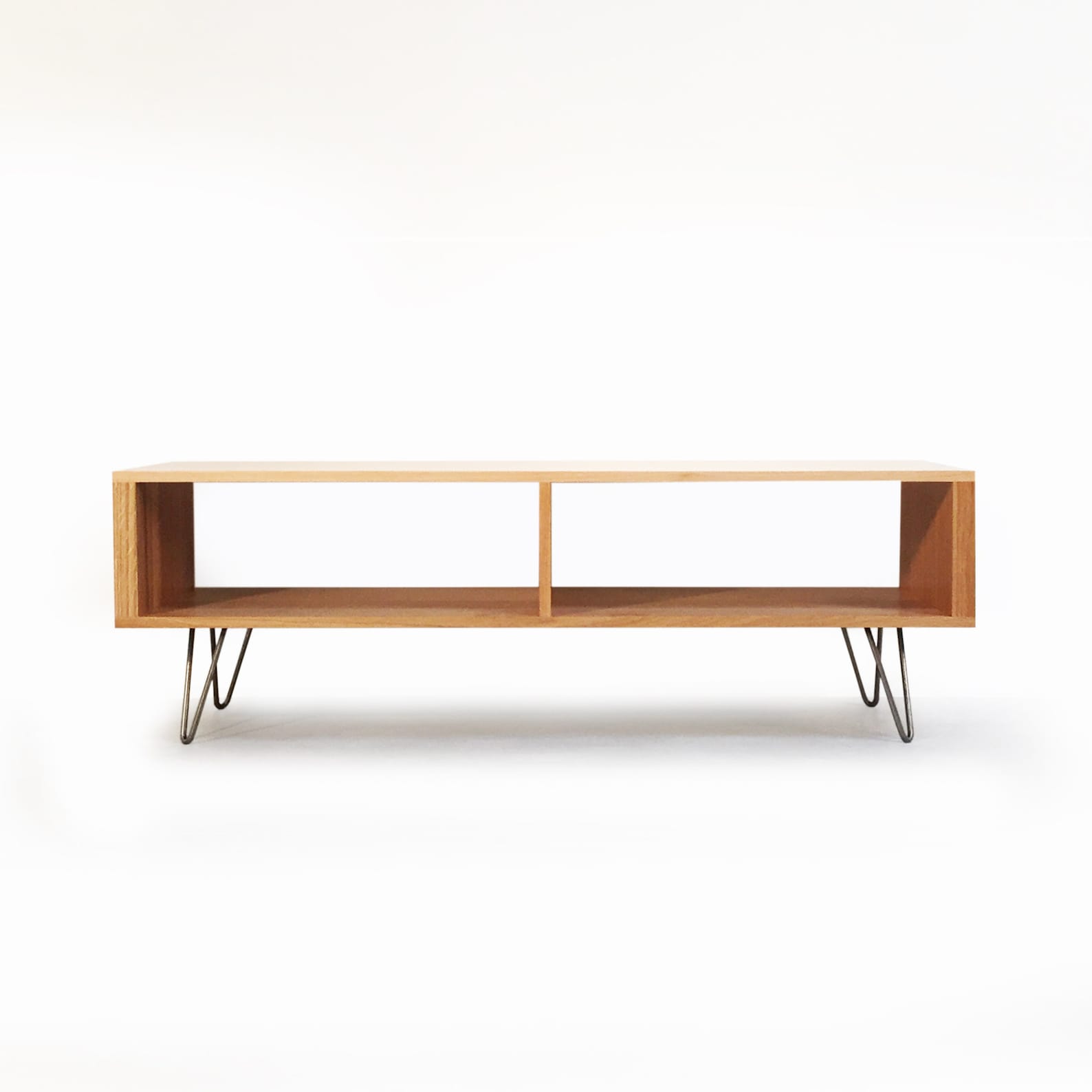 Solid Oak TV Stand or Coffee Table on Mid Century Hairpin Legs Etsy