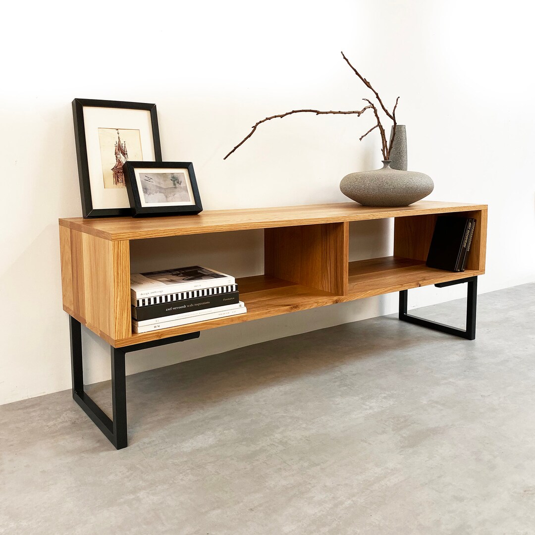 Large TV Stand or Coffee Table With Storage on Minimalist Square Frame