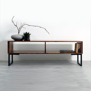 Large Solid premium Walnut TV Stand media stand or Coffee Table with storage &quot;Henley Walnut&quot; on Square Legs