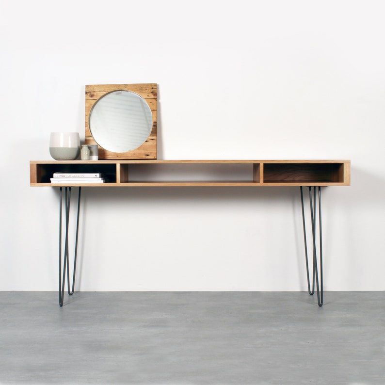 Extra Wide Console Table. Minimalist Solid Oak on Mid Century Etsy