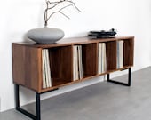 贅沢品 Large Walnut Solid Stand, Player Record Storage Vinyl Walnut その他