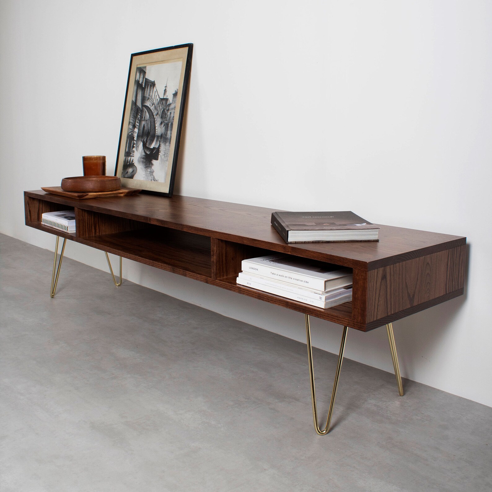 Mid Century Wide TV Stand or Coffee Table. Minimalist Solid Etsy