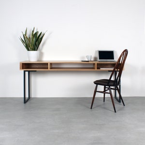 Extra Wide Console Table, Minimalist Desk or Entryway Table, Solid Oak on square frame legs. Marston Desk image 5