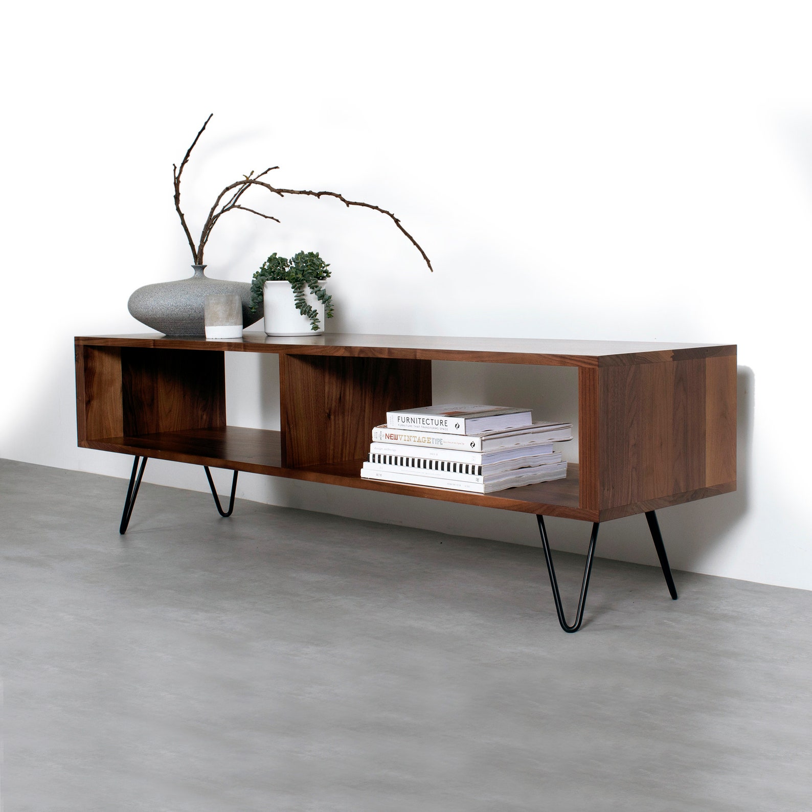 Solid Walnut Large TV Stand or Coffee Table With Storage on Etsy