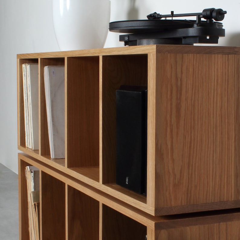 Solid Oak Vinyl Record Storage Record Player Stand Etsy