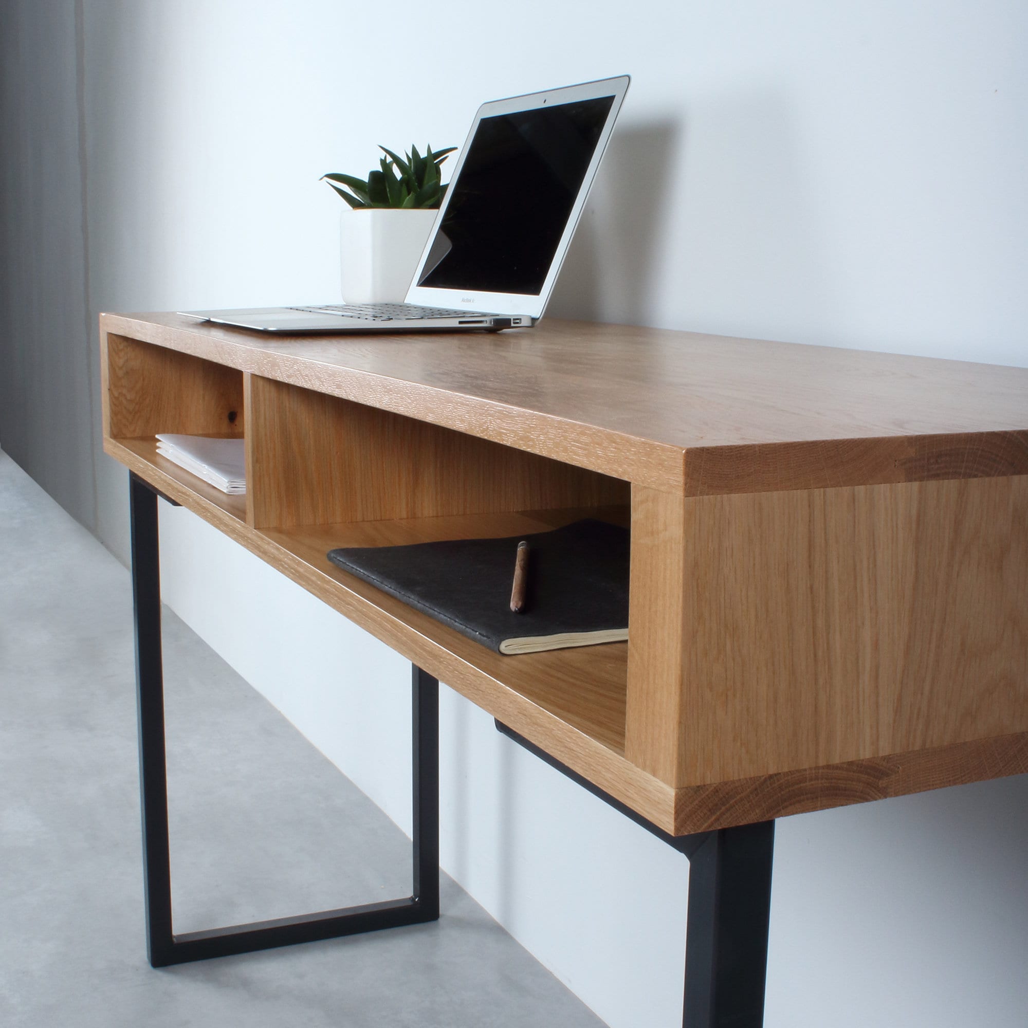 Console Table Desk Solid Oak Minimalist Mid Century Modern - Etsy