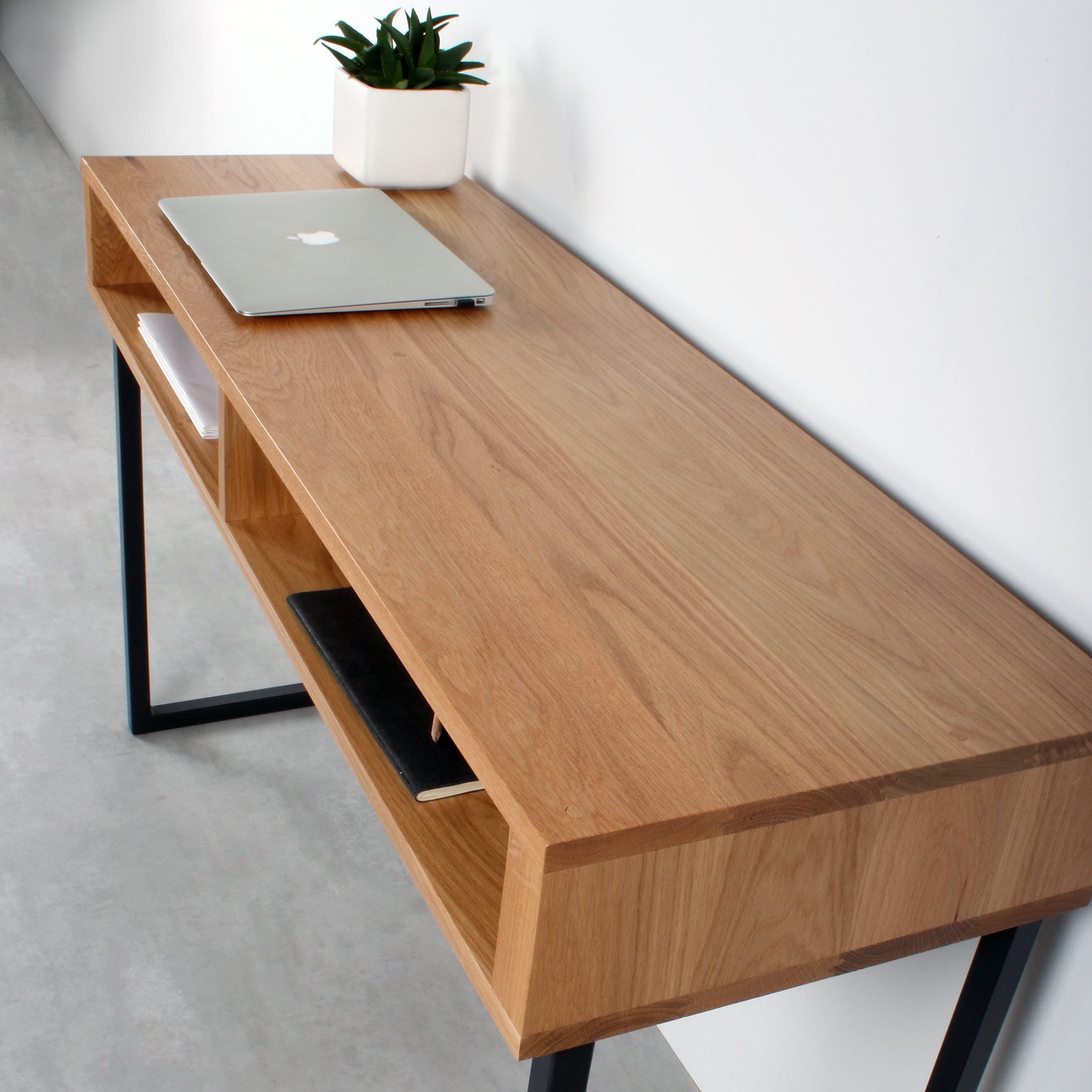 Console Table Desk Solid Oak Minimalist Mid Century Modern - Etsy