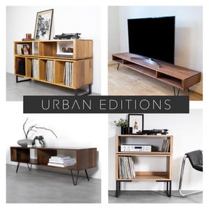 Extra Wide premium Solid Walnut TV Stand Or Coffee Table. Minimalist Low Design on Square frame Legs. "Marston Minimalist Walnut" image 7