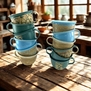 Taza gigante, taza grande de cerámica, hecha a mano