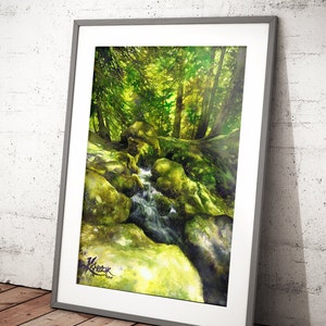 aquarelle originale de ruisseau de montagne rocheuse, aquarelle, aquarelle peinture de paysage, œuvre dart réaliste, passionné de nature, cadeau damoureux de la forêt image 6
