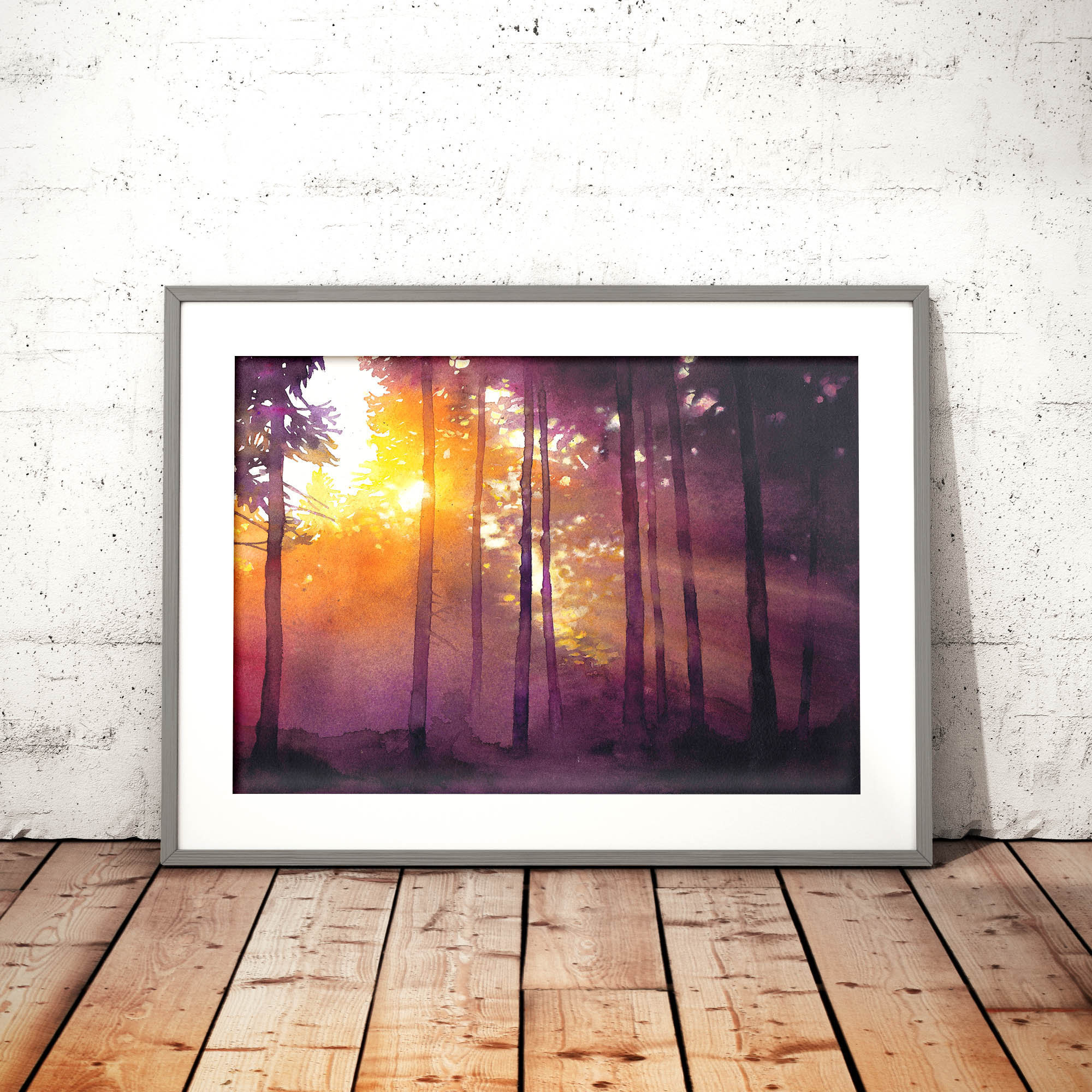 Watercolor Print Purple Wall Art, Bedroom Decor, Watercolor Painting