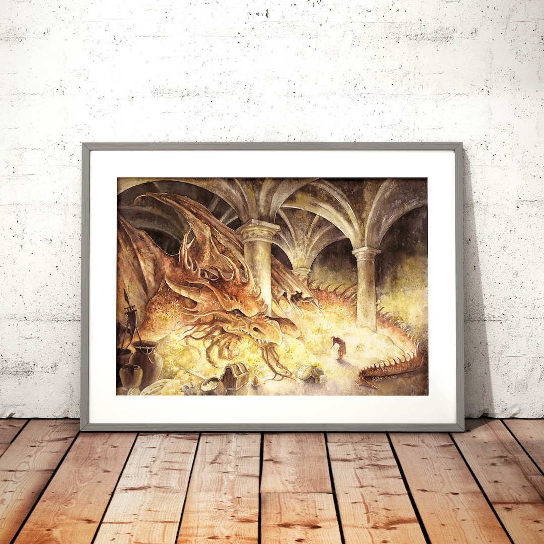 Watercolor Illustration Art Print - Dragon Wall Art, Fantasy Dragon ...