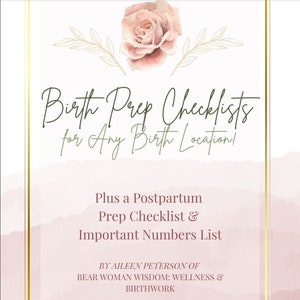 Birth Preparation Checklists + Birth Plan Template *Package* || DIGITAL DOWNLOAD Printable >> Hospital, Birth Center, Homebirth, Postpartum