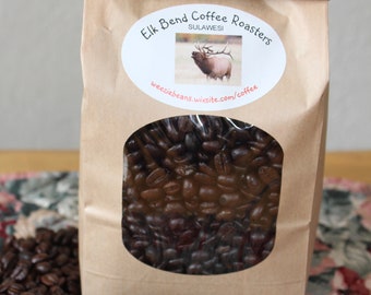 Sulawesi Fair Trade Organic Fresh Roasted Coffee, 8 oz (half pound bag) Whole Beans or Ground, Dark/French Roast