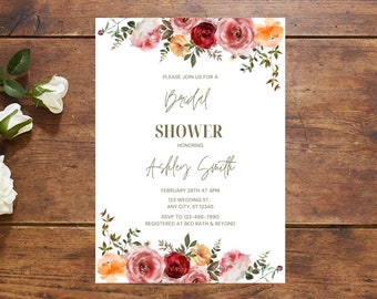 Douche nuptiale Invitez | Baby Shower Invitez | | de téléchargement instantané | 5x7 | d’invitation d’automne Invitation florale