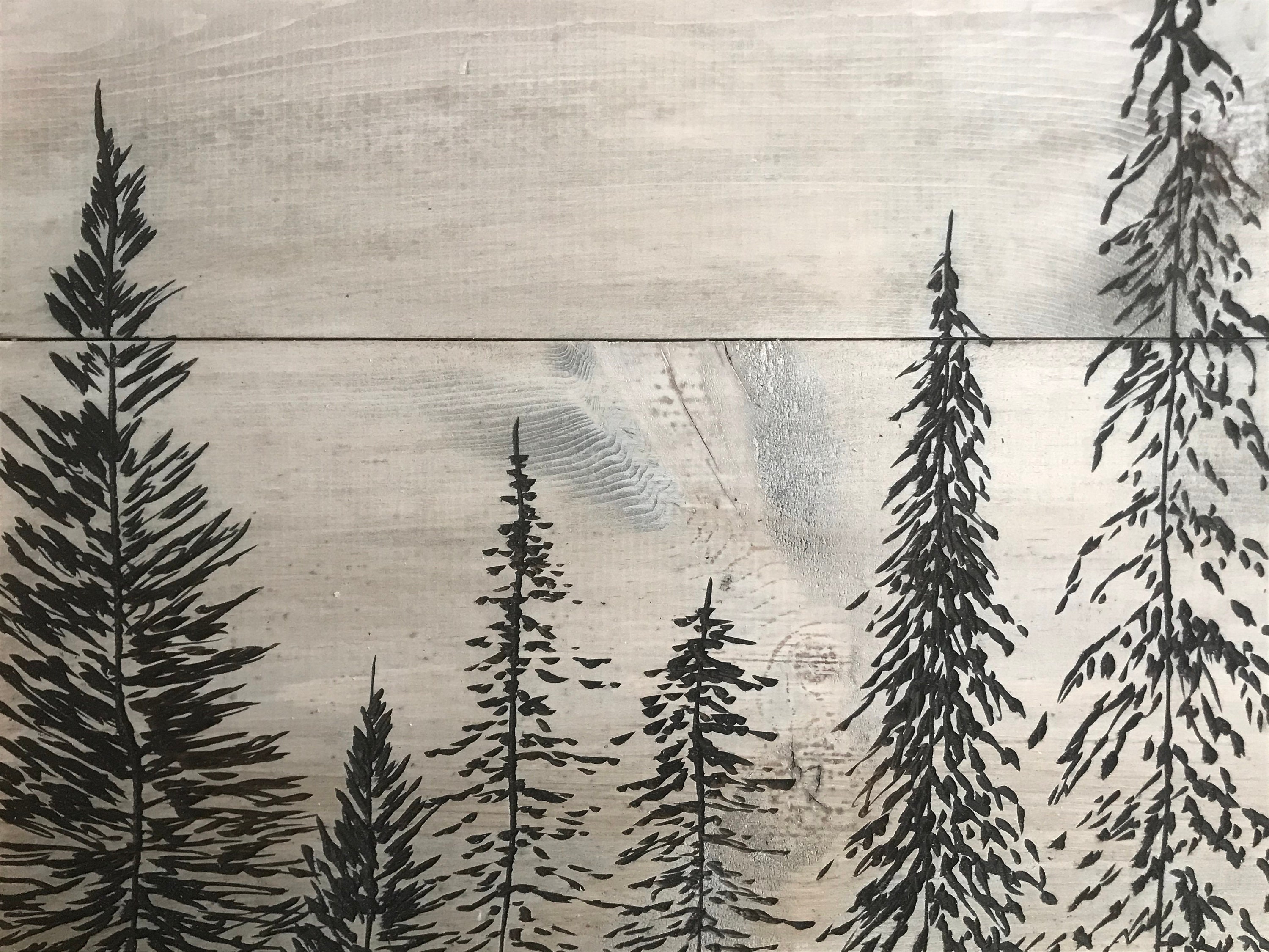 Wood Wall Art Carved Tree Forest Home Decor | Etsy
