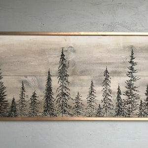 Wood wall art carved tree forest home decor