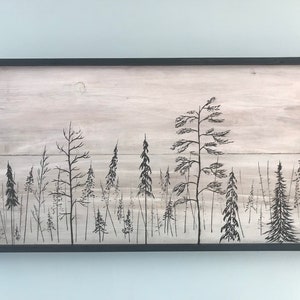 Large wood hand carved and framed tree forest