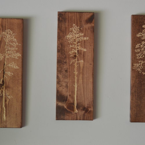 3 oeuvres d'art à accrocher au mur en bois d'arbre sculpté