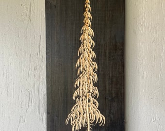 Wood wall hand carved pine tree
