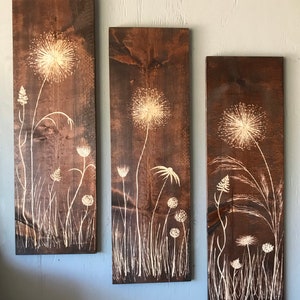 Large wildflower wall art hand carved