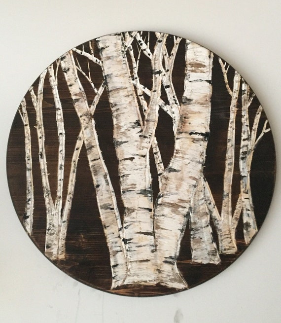 Stunning carved birch tree wood wall art 24in original Etsy