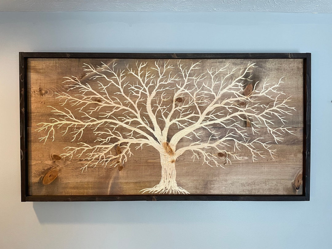 Tree of Life Hand Carved Wood Wall Art - Etsy