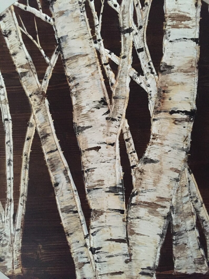 Stunning carved birch tree wood wall art 24in original Etsy