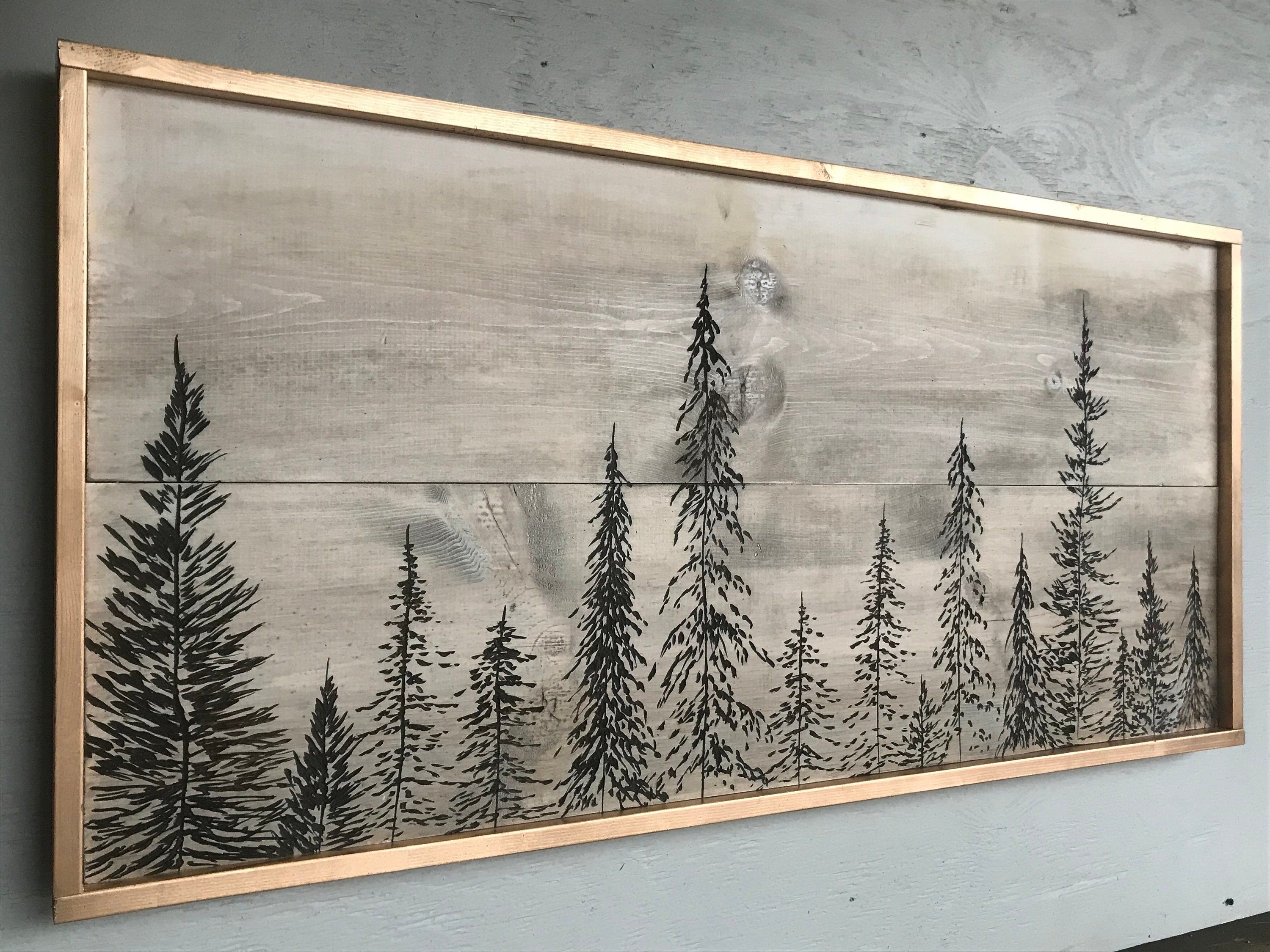 Wood Wall Art Carved Tree Forest Home Decor | Etsy