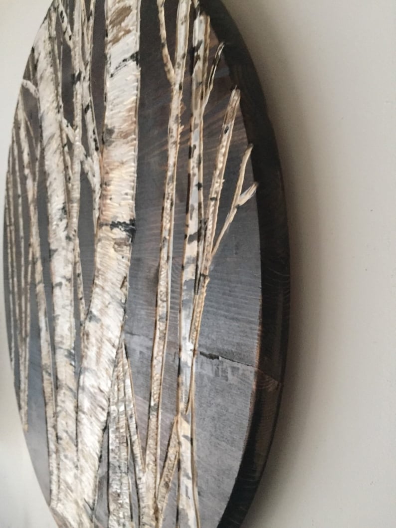 Stunning carved birch tree wood wall art 24in original Etsy