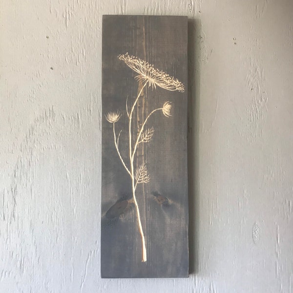 Wood wall art hand carved flower