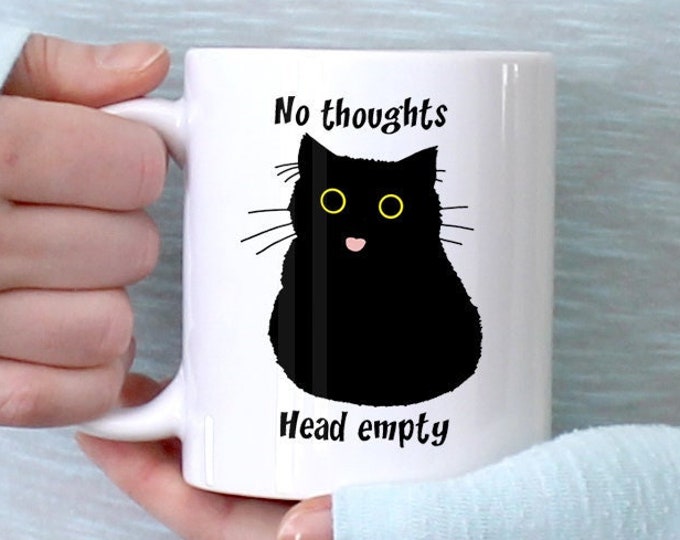 No Thoughts Head Empty Vinyl Sticker Cute Cat Meme Sticker Laptop ...