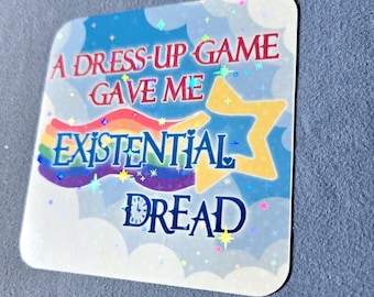 Dress-up game sticker, existential dread, cozy game, video game sticker, gamer gift, shining nikki, infinity nikki, love nikki, cozy gamer