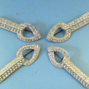 Four Signed Very Old Art Deco Pot Metal Rhinestone Arrow Brooches