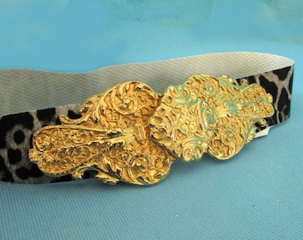 Vintage Gay Boyer Gold Tone Ornate Belt Buckle