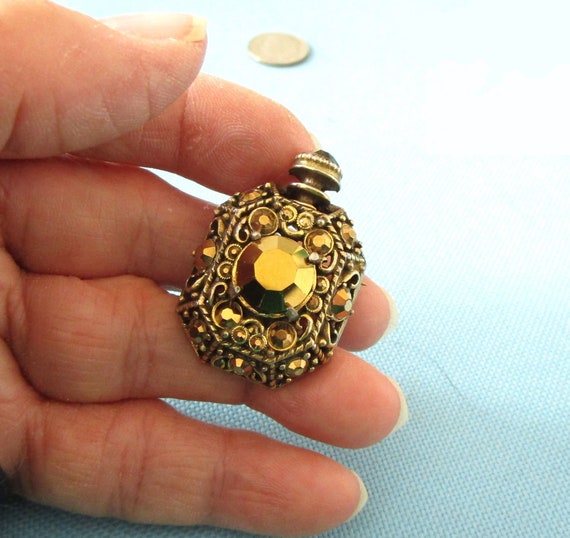 Weiss Aurum Gold Tone Bottle Pendant/Brooch and F… - image 3
