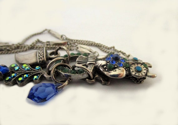 Vintage Mariana Silver Tone and Blue Crystal Owl … - image 8